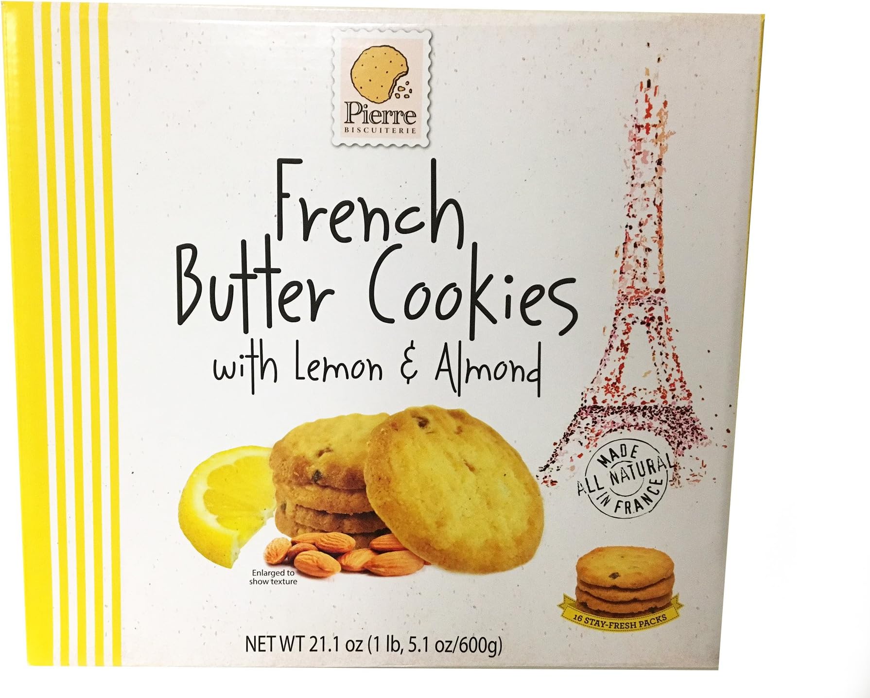 Pierre Biscuiterie French Butter Cookies with Lemon & Almond 21.1 Oz