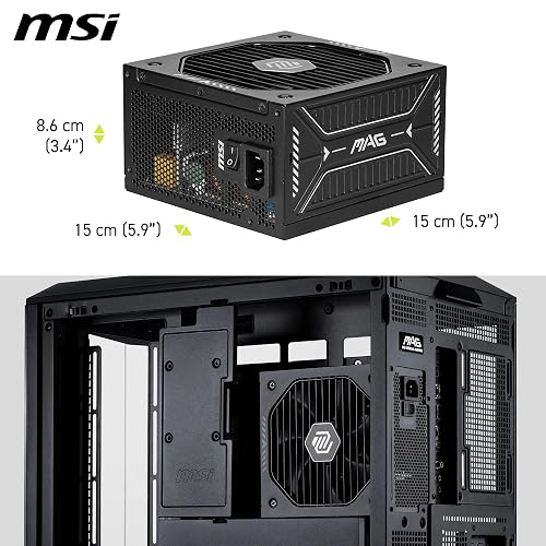 MSI MAG A650GLS PCIE5 Alimentation PC silencieuse, 650W, ATX, 80 Plus Gold, ATX 3.1, Compatible PCIe 5.1, Câbles gaufrés, Connecteur natif 12V-2x6 Bicolore - 6