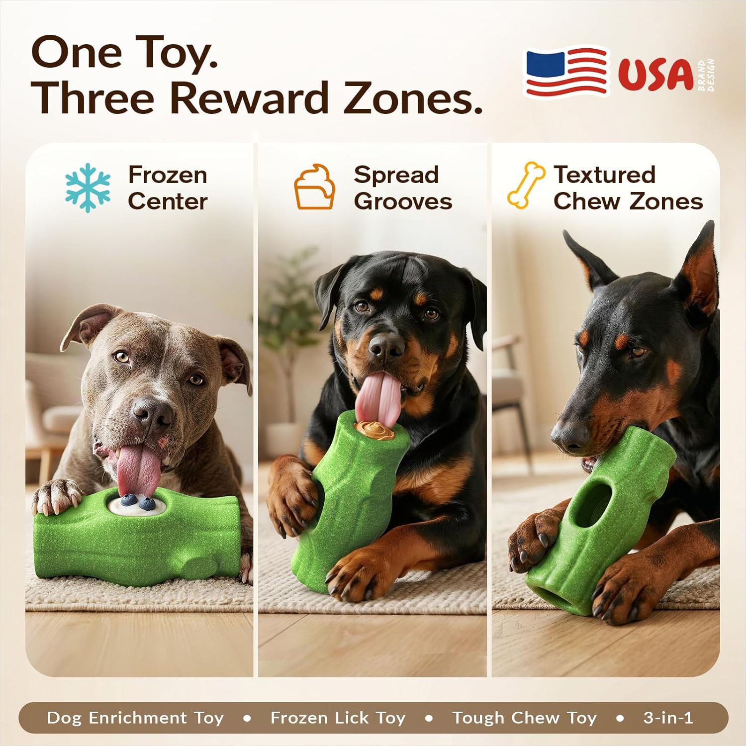 KADTC XXL 3-in-1 Durable Frozen Treat Dog Toy, No-Transfer Fill & Freeze Lick Cup, Stuffable Lick Toy & Indestructible Chew Bone for Aggressive Chewers， Long-Lasting Enrichment for Dogs