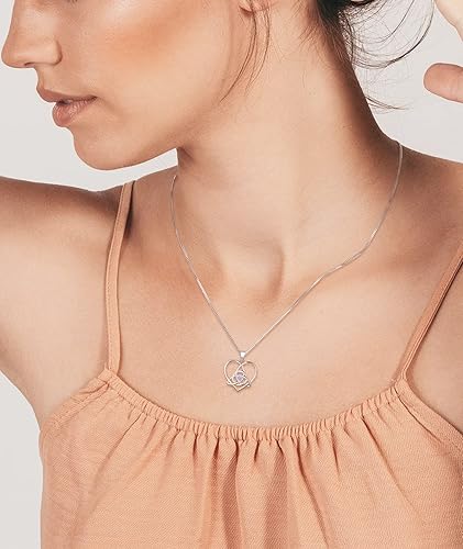 Miniatura 3 de YL Collar de nudo celta de plata de ley 925 con colgante de corazón infinito piedras natales Trinity Love Knot Jewelry