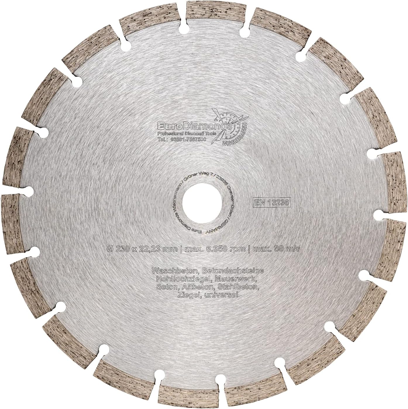 Laser Geschweisst H Diameter 22.23 mm Diamond Cutting Disc 230 mm Standard Concrete Granite Diamond Saw Blade for Universal Super schnittfreudig, Stainless Steel Concrete, Natural Stone Granite Concrete Very Light
