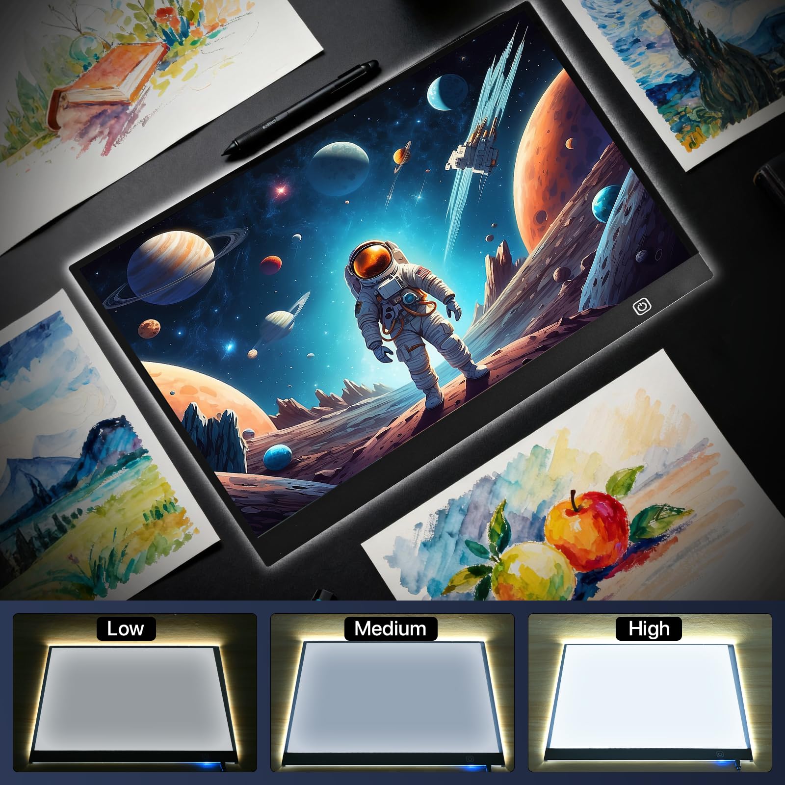 A3 LED-Lichtbox zum Nachzeichnen und Zeichnen – ultradünner, verstellbarer Leuchttisch, USB-Trace Light Up Pad Bildschirm, kleine Kopiertafel, Tracer für Kinder, Künstler, Skizzieren, Schablonen und