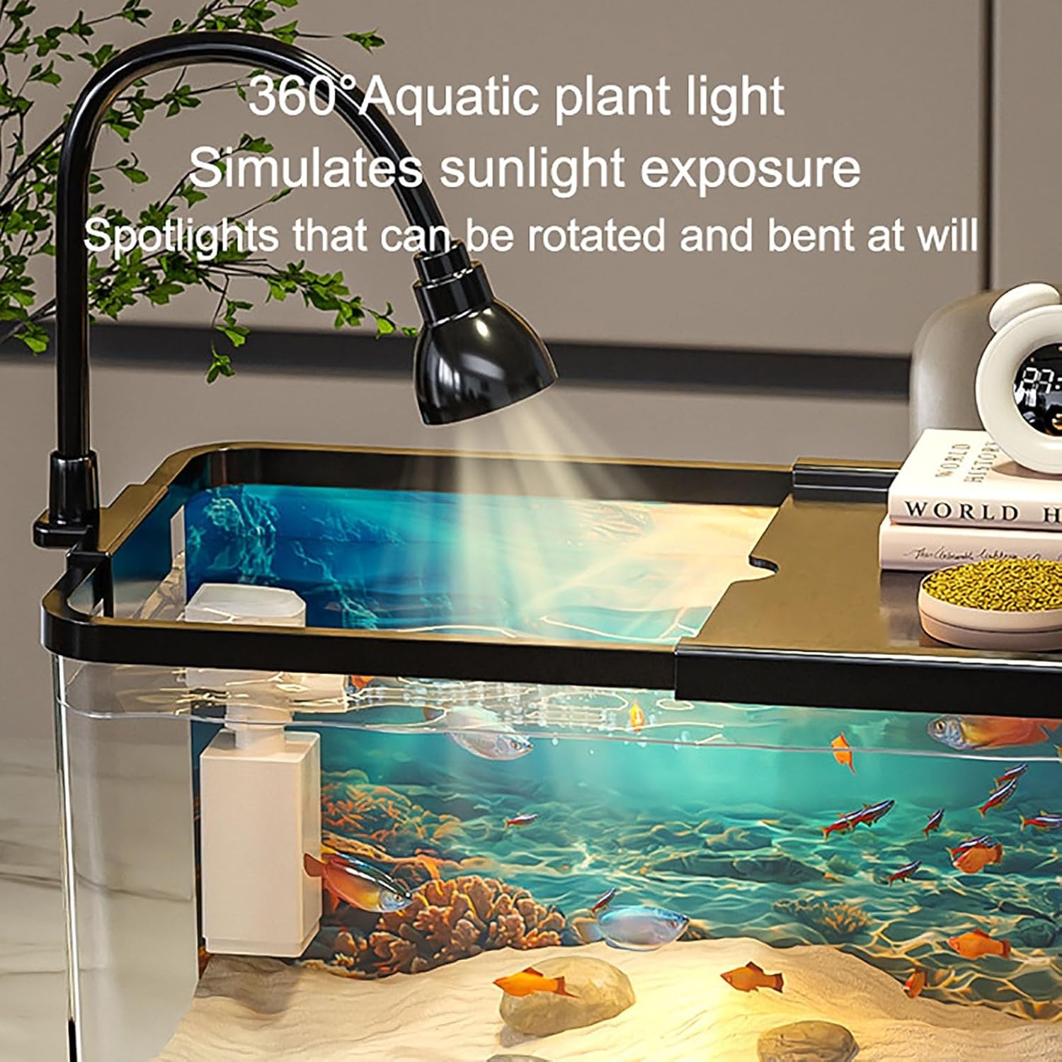 Fish Tank, Aquarium Starter Kits, Fish Tank Starter Kit with 3 in 1 Quiet Pump with Filteration & Oxygenation & Circulation,Beta Fish Aquariums,Room Desktop Decor(White,Small)