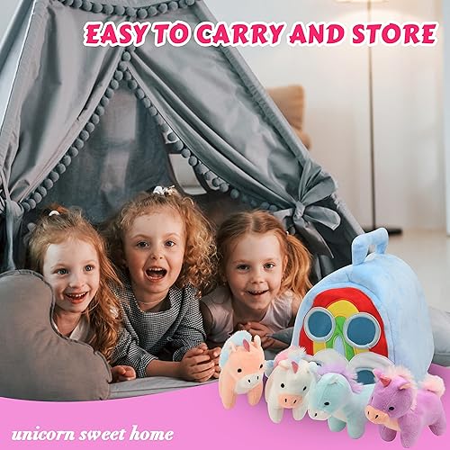 Miniatura 4 de Hopearl Magic Unicorn House - Juego de juguetes interactivos de peluche para niños pequeños, regalo educativo de aprendizaje temprano para niños,