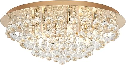 Lindby Crystal Ceiling Light Gold Chandelier Ceiling Light 8 x G9 without Bulbs Living Room Lamp Bedroom Lamp Dining Room Lamp Office