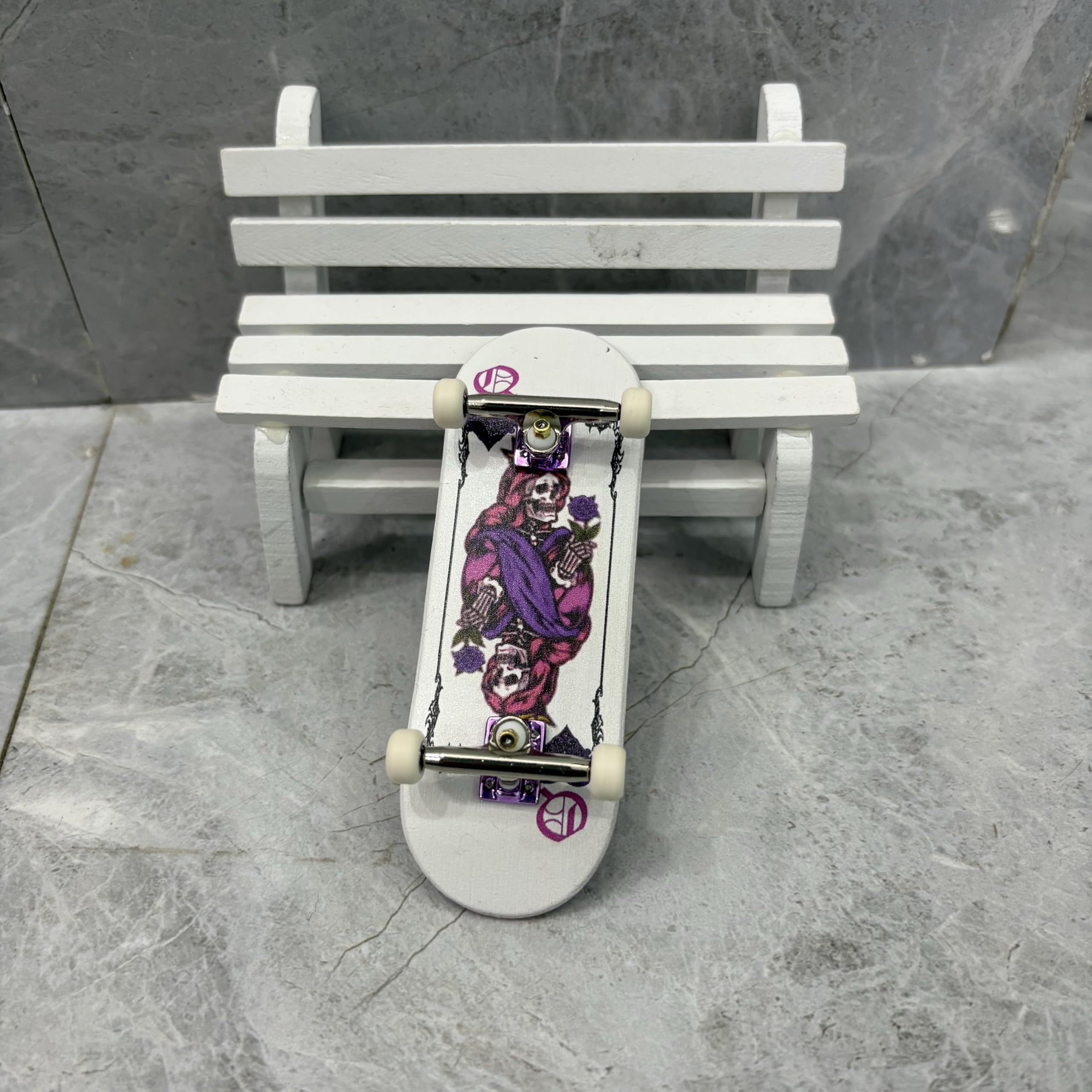LEEFAI 34mm Pro Fingerboard Complete 34x96mm,Maples Wood Deck,UV Printing Graphic-Pro Trucks Regular kingpins & 5 Urethane Bearing Wheels-Op3ra V3-Hearts of King - Image 4