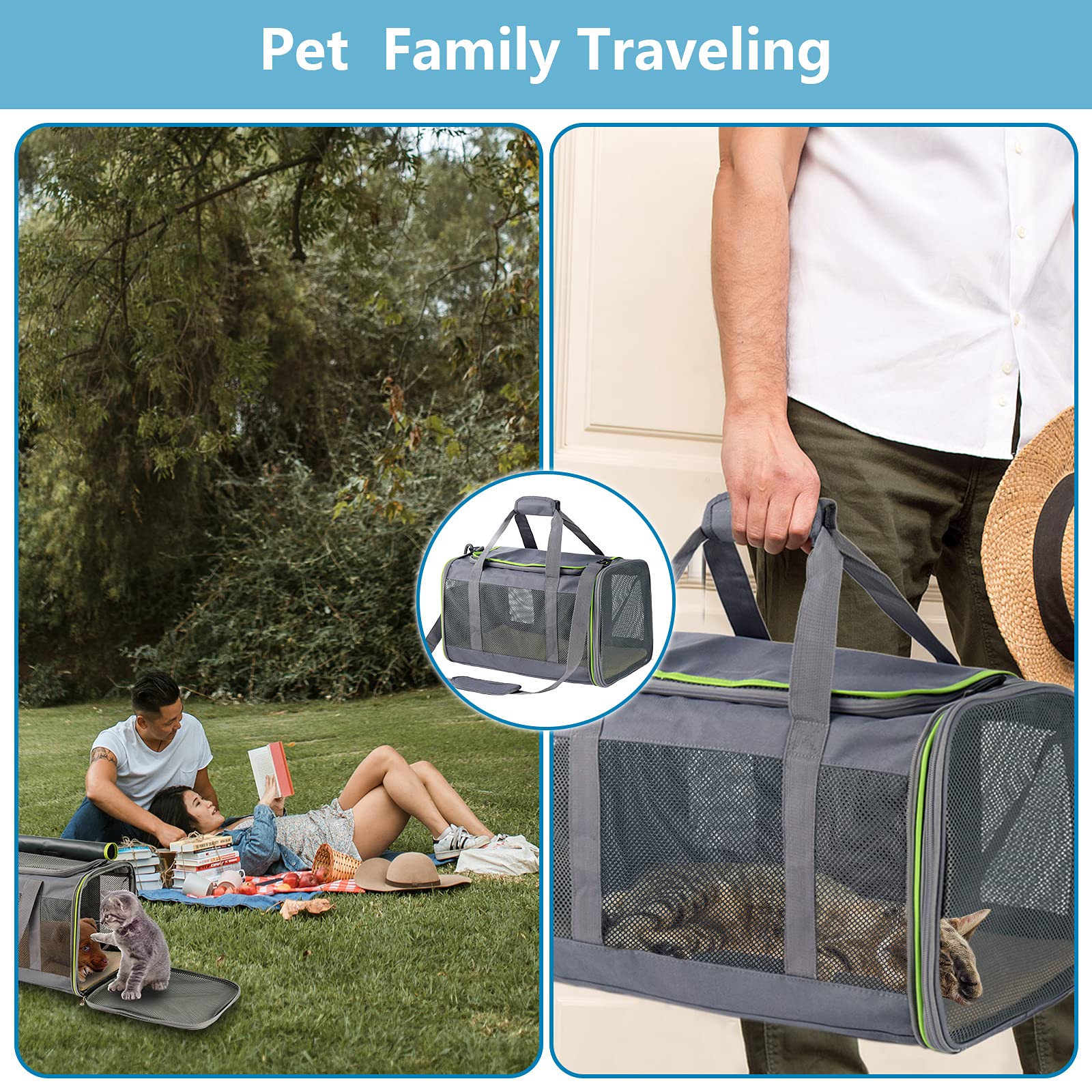 ELLONI Cat Carriers for Large Cats 20 lbs Soft Sided Pet Carrier Bag