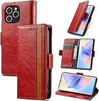 Vista 16 de Funda para Honor X7, Funda para Honor Play 30+ Plus Funda de piel sintética con ranuras para tarjetas Funda con soporte abatible Rojo