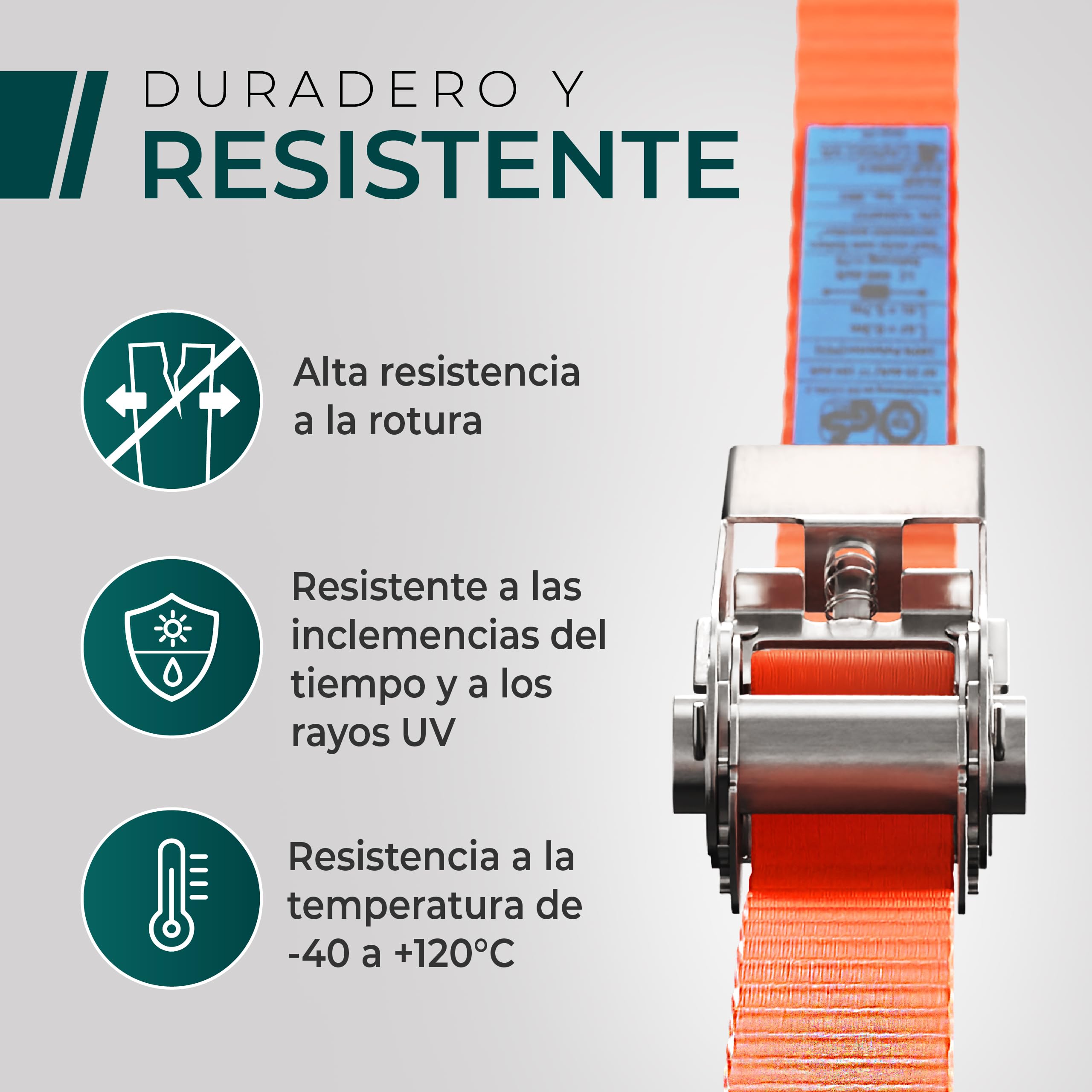 CargoVA® Juego de 4 Correas con Trinquete 25 mm x 10 m 800 kg Naranja