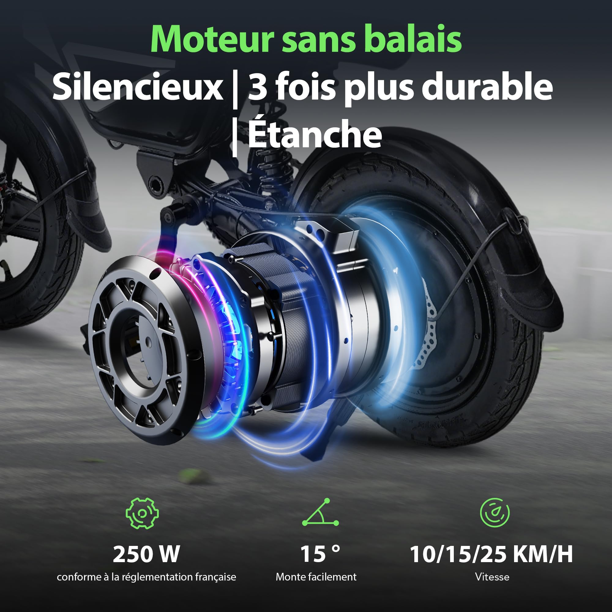 iScooter Vélo Électrique Pliable Adulte | Moteur 250W sans Balais | Batterie 36V 12Ah Grande Capacité | Autonomie 50km | Amortisseur Central | VAE Urbain et Loisirs