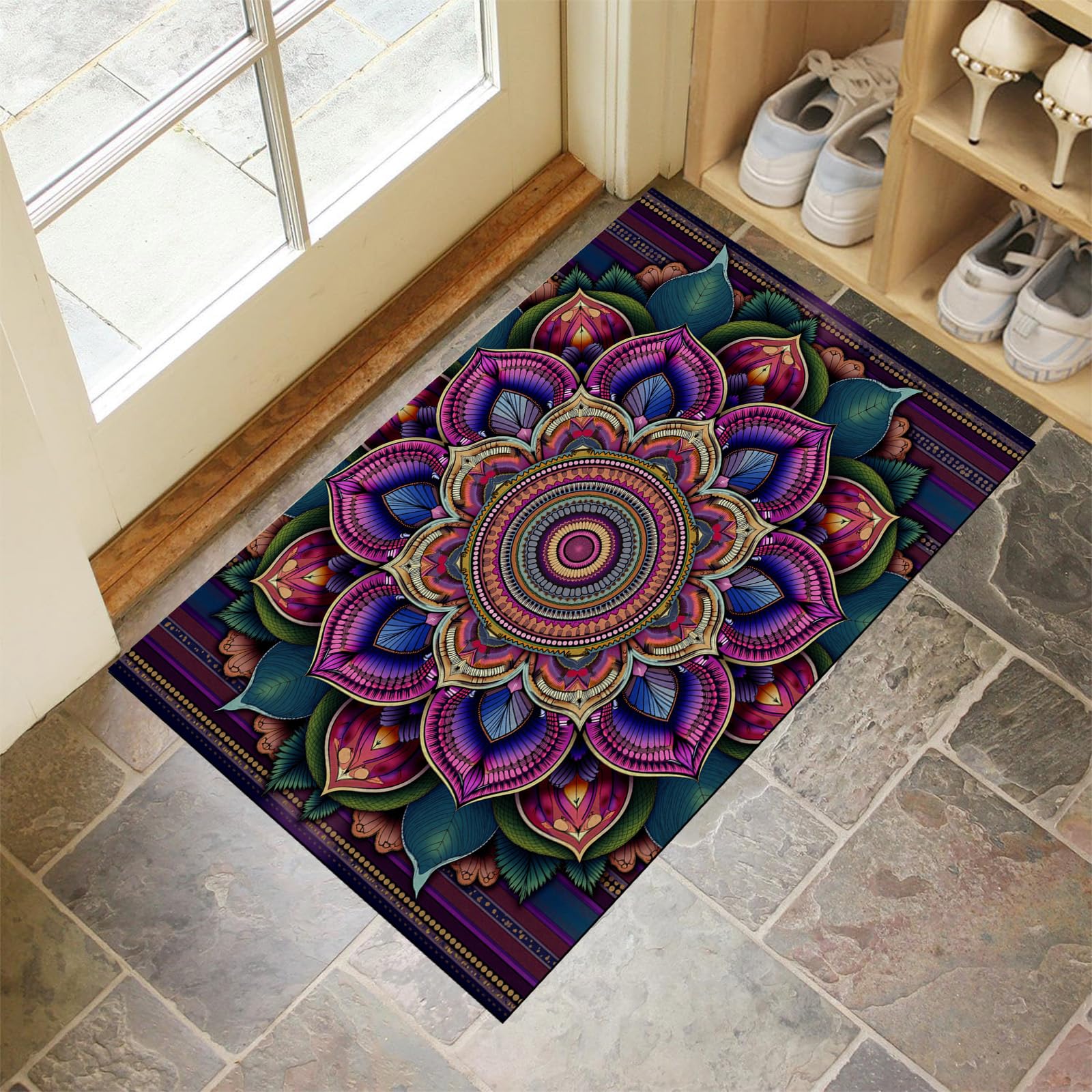 Paillassons intérieur motif floral 50 x 80 cm tapis absorbant antidérapant entrée