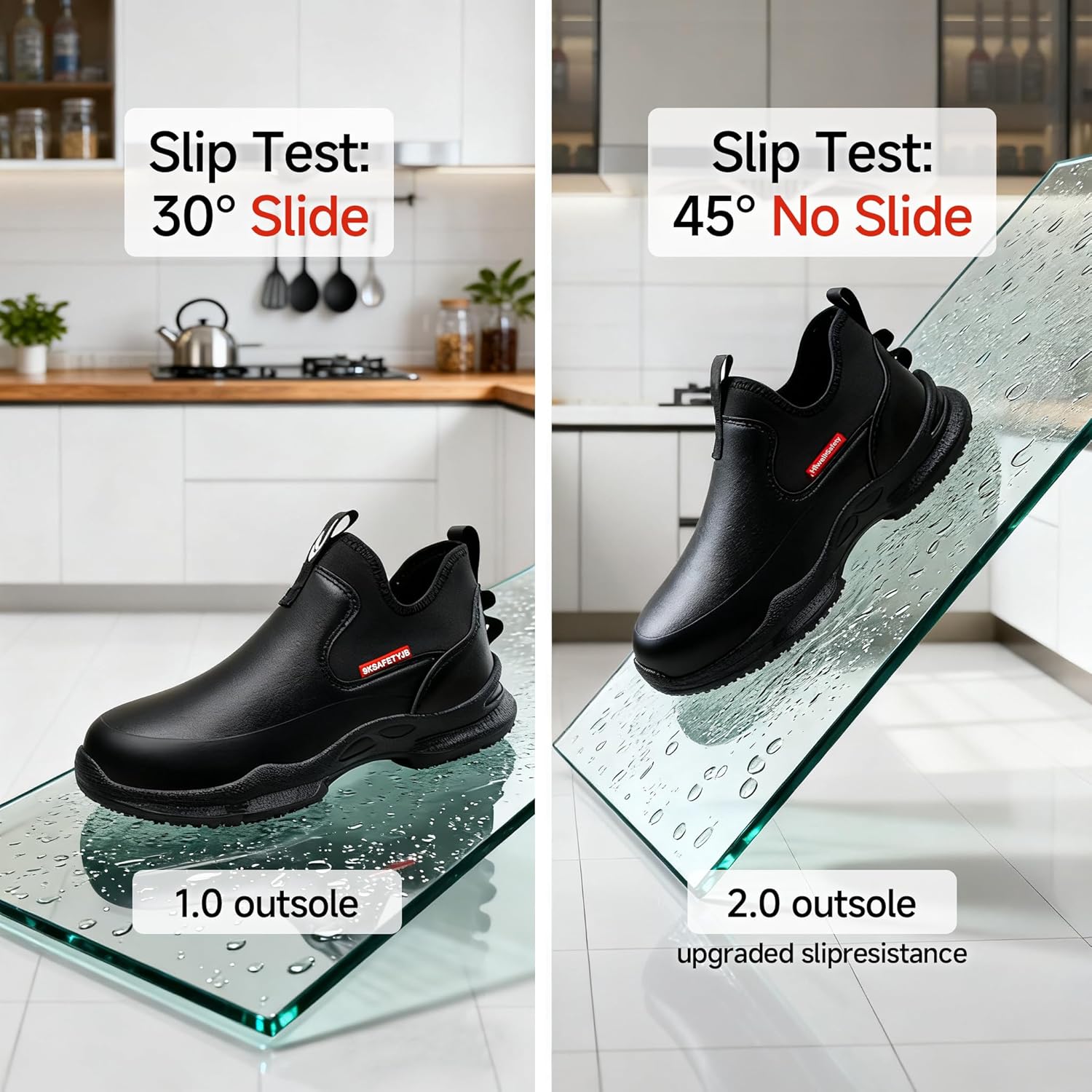 Hiwell Chef Shoes Waterproof Oilproof Comfortable Anti Slip Shoes for Men, Food Service Chef Kitchen Non Slip Work Shoe