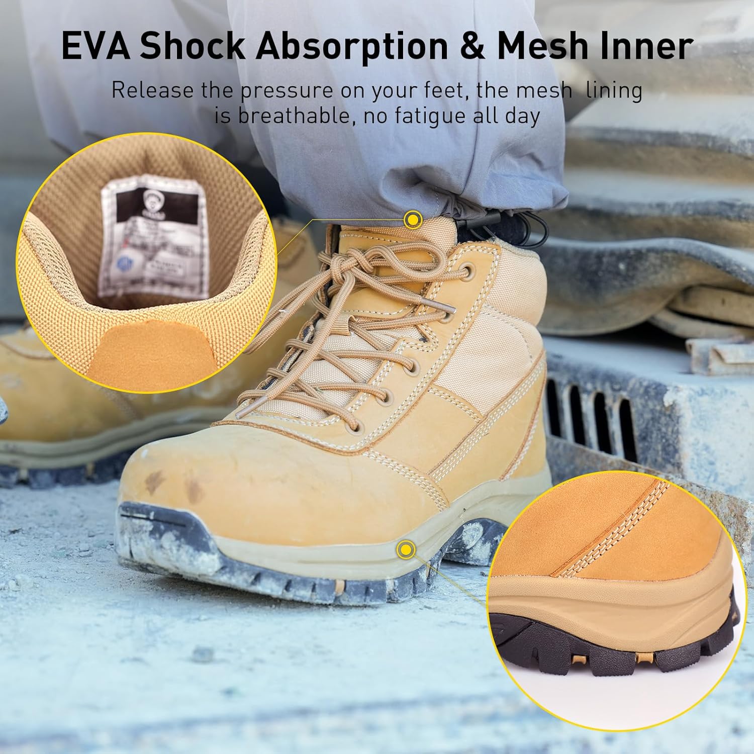 Botas de trabajo OUXX para hombre, con cremallera YKK, zapatos de