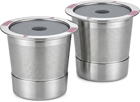 2 Pack Reusable Coffee Pods for Single Serve Coffee Makers, Stainless Steel Refillable Coffee Filters, Metal Coffee Pod for Home and Office Brewing, Compatible with Most Single Serve Machines