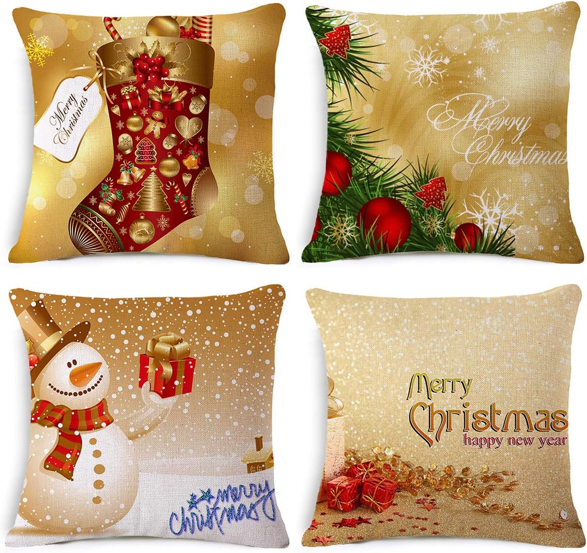 40 Pack Throw Pillow Covers, Christmas Pillow Covers 18 x 18 with Invisible Zipper Beautiful Design & Color for Holiday Season Decorations