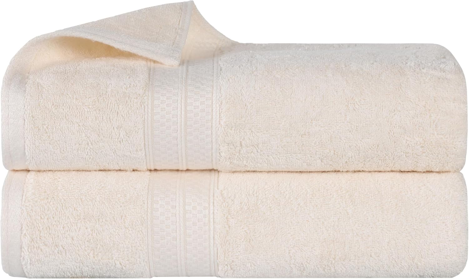 Superior Rayon from Bamboo Cotton Blend Bath Towel Set, Ideal for Bathroom, Guest Bath, Gym, Spa, Bathroom Decor, Home Essentials, Includes; 2 Bath Towels, 2 Pack, 30” x 54", Ivory