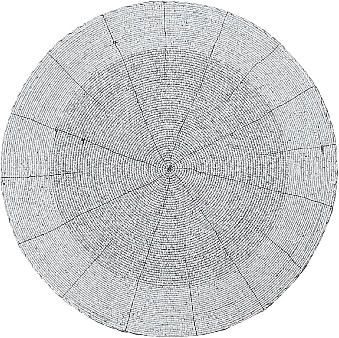 Christmas Beaded Round Placemat White Set of 4 Synthetic Fiber