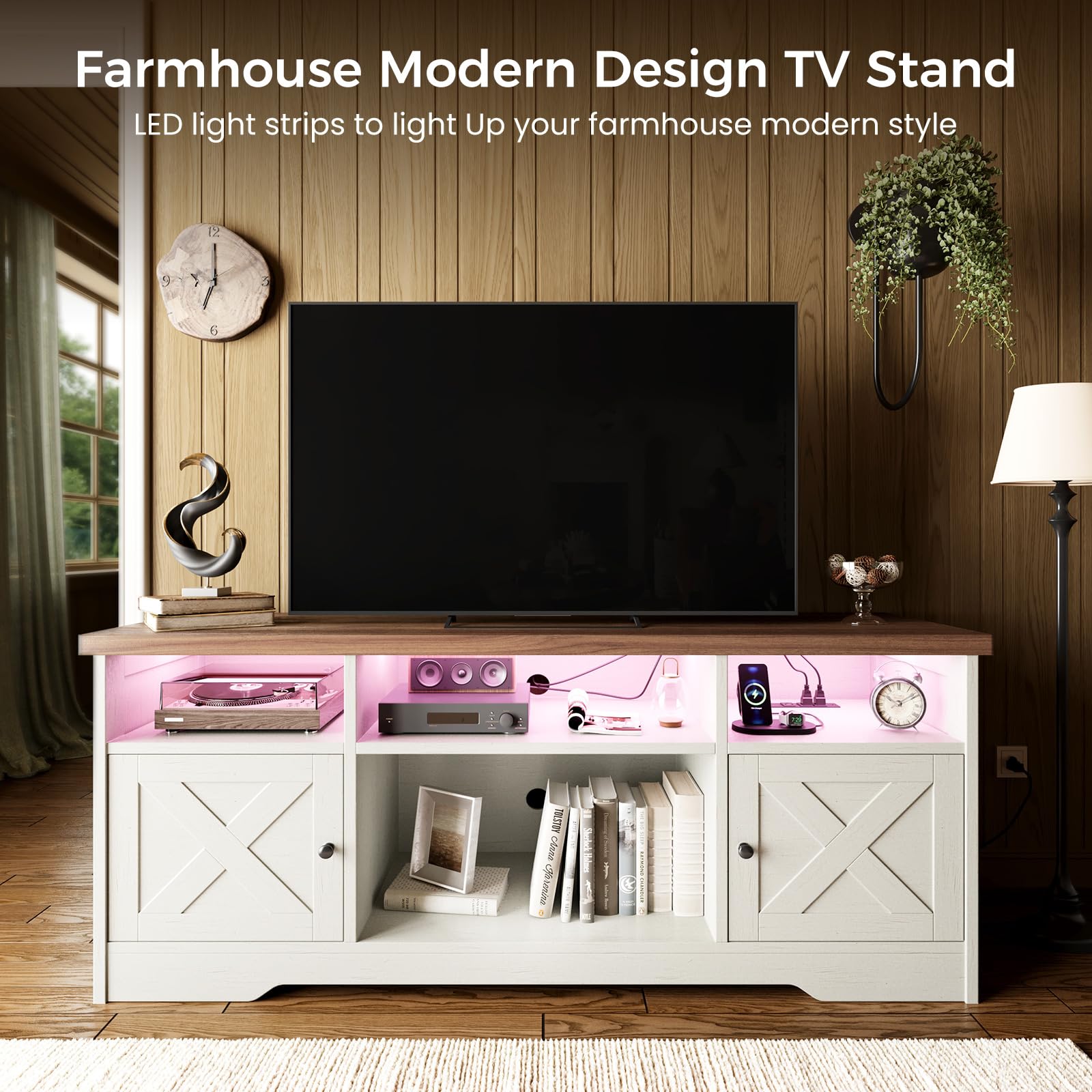 Best White TV Stand Picks for 2026, Vetted 1 Casaottima TV Stand for 65 Inch TV, Entertainment Center, White — product photo
