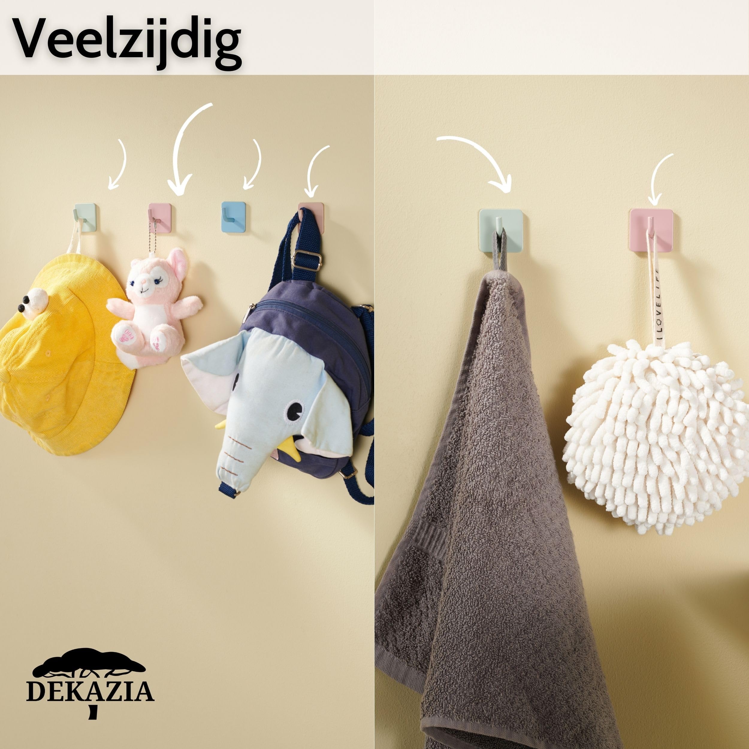 Sprifityy 8 stuks kledinghaken voor kinderen, zelfklevende haken van hout, kledinghaken voor kinderen in diervorm, wandhaken van hout, garderobes, kinderkamer, decoratief cadeau