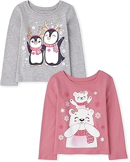 The Children's Place Baby Toddler Girls Long Sleeve Graphic T-Shirt 2-Pack