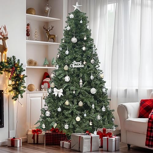 Miniatura 8 de YITAHOME Árbol de Navidad artificial lleno de nieve, pino de Navidad con 880 puntas de ramas y base plegable para el hogar, decoración de fiesta (6