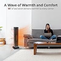Vista 7 de Comfort Zone Oscillating Tower Space Heater with Remote Control for Indoor Use, 30 inch, Digital Adjustable Thermostat, Timer, LCD Display, Safety