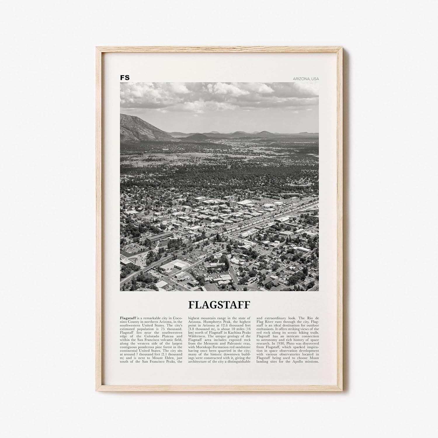 Flagstaff Print Black and White, Flagstaff Wall Art