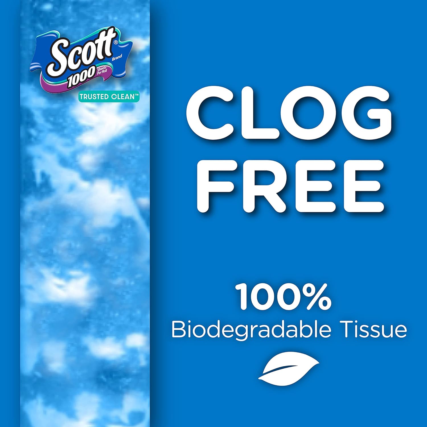 Scott 1000 Trusted Clean Toilet Paper, 32 Rolls (4 Packs of 8), 1,000 Sheets Per Roll, Septic-Safe, Bath Tissue Made Sustainably : Health & Household