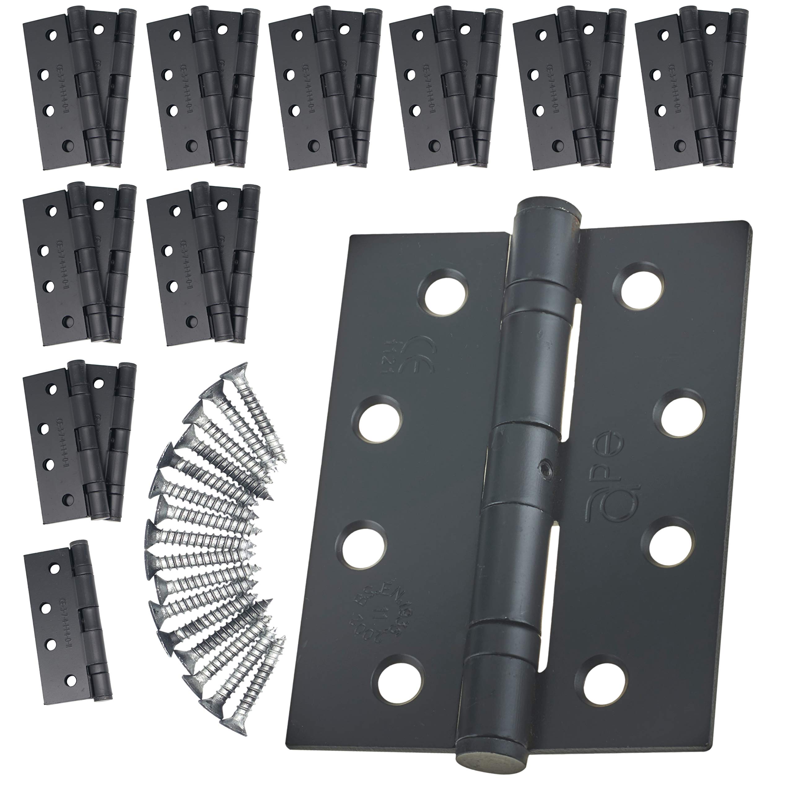 Eai Black Door Hinge 4" / 102Mm Ball Bearing Washer Ce Grade 11 For Fire Door 10 Pair