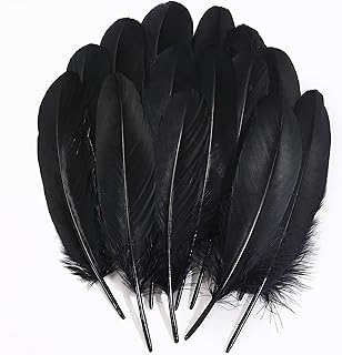 Ballinger Black Craft Feathers Bulk - 120Pcs 6-8 Inch Real Goose Feathers for DIY Halloween Decorations, Jewelry,Cosplay and Clothing Accessories