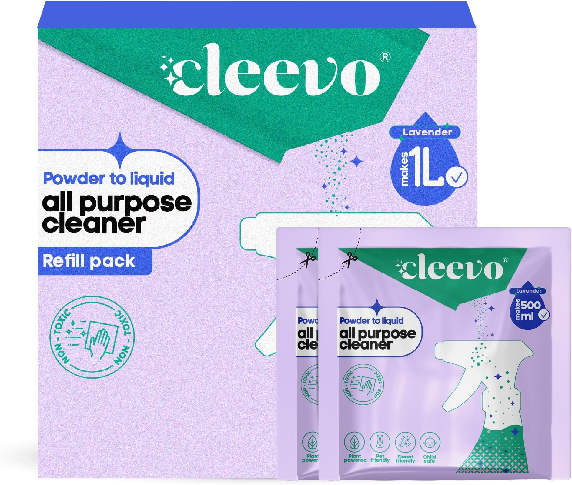 All- Surface Cleaner- 1 Litre Refill Pack | Plant-based Powerful Surface Cleaning Liquid for Tough Stains | Non-toxic Stain Remover for Home Surfaces Cleaning | Multi Surface Cleaner (Lavender)