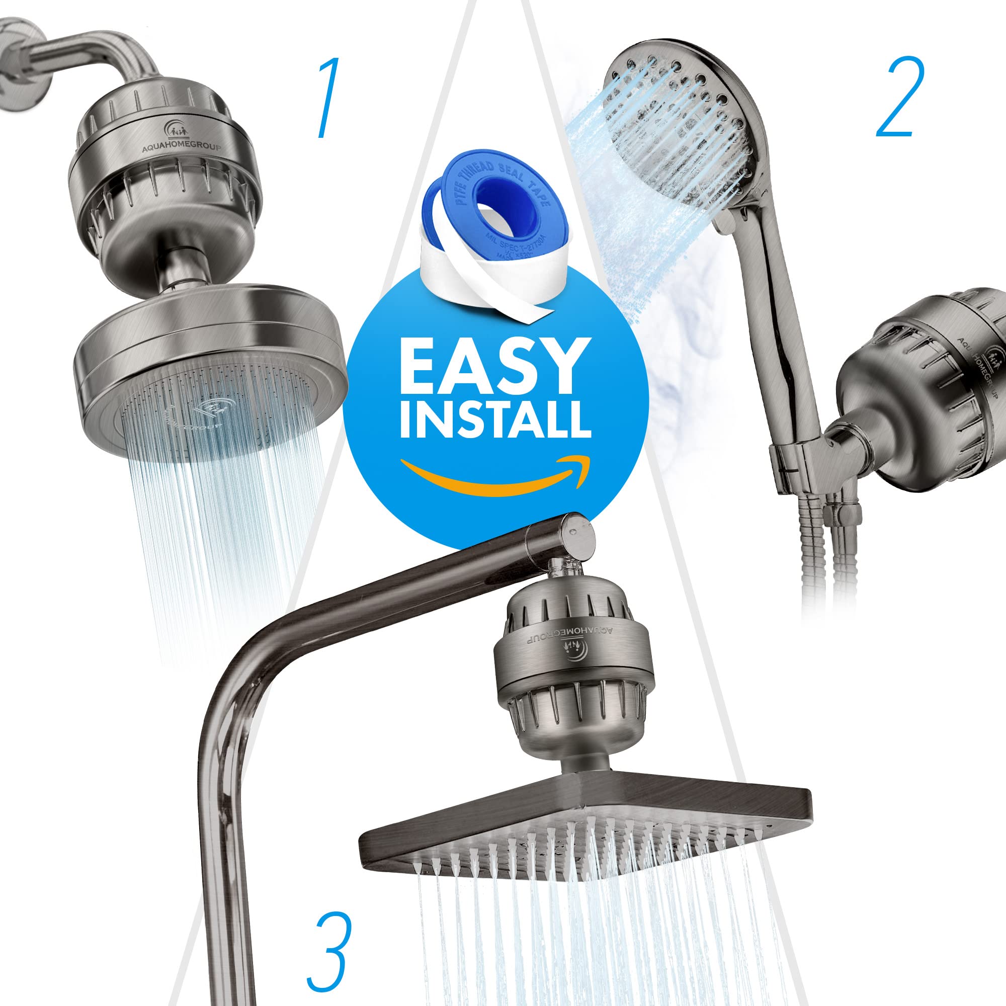 AquaHomeGroup - Filtro de cabezal de ducha de 20 etapas con vitaminas C, E y A para agua dura, filtro de alta salida para eliminar el cloro y el fluoruro, 2 cartuchos de repuesto, filtro de cabezal de | Filtro de ducha de 20 etapas, vitamina C y E, reduce