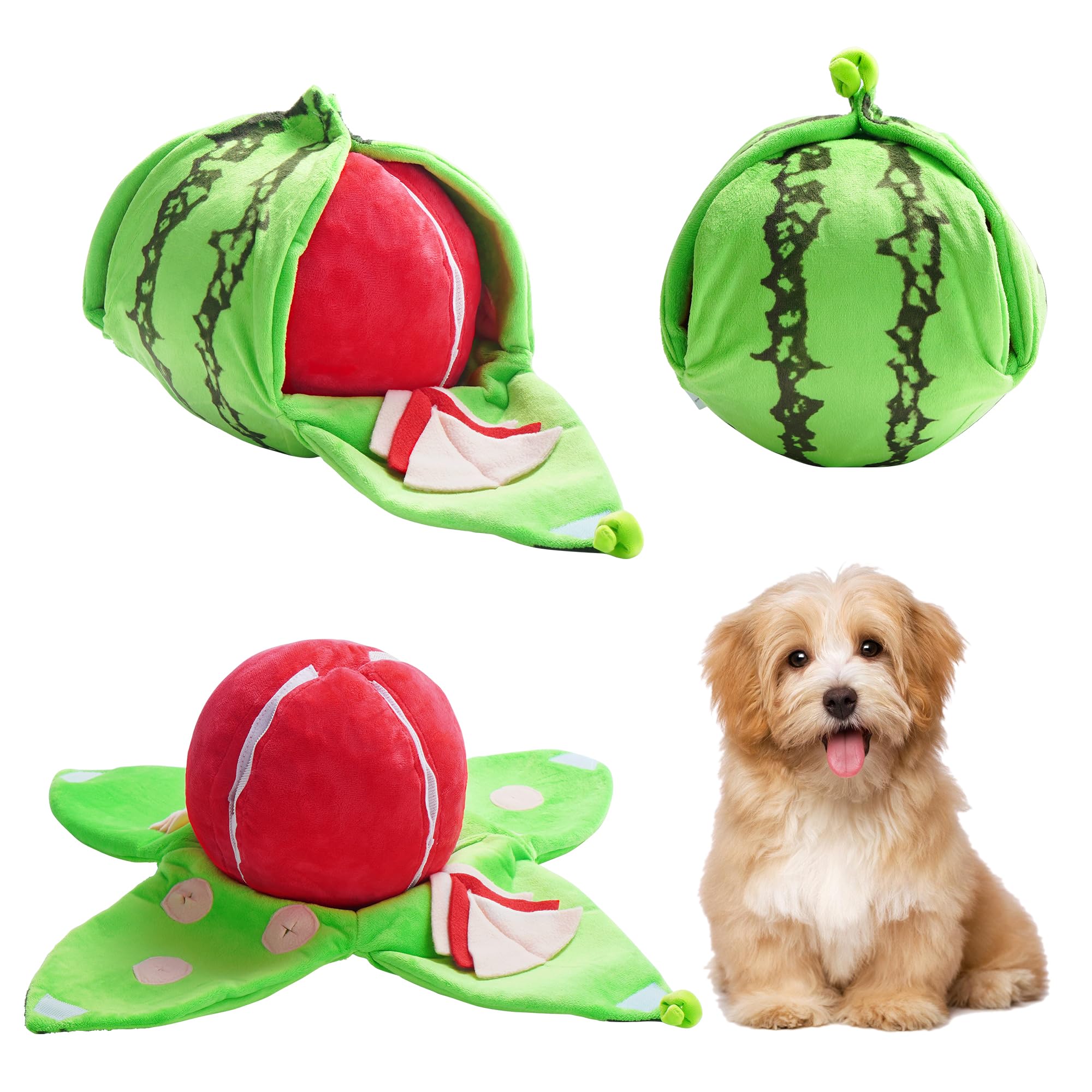 Nocciola 5 In 1 Hide And Seek Enrichment Dog Toys, Watermelon Intelligence Plush Toy For Mental Stimulation, Puzzle Squeaky Toys With Crinkle Papers For Boredom Nosework For Small Medium Large Dog — image 1