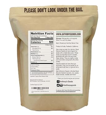 Anthony's Organic Black Sesame Seeds, 2 lb, Raw, Unhulled, Batch Tested & Verified Gluten Free, Keto Friendly
