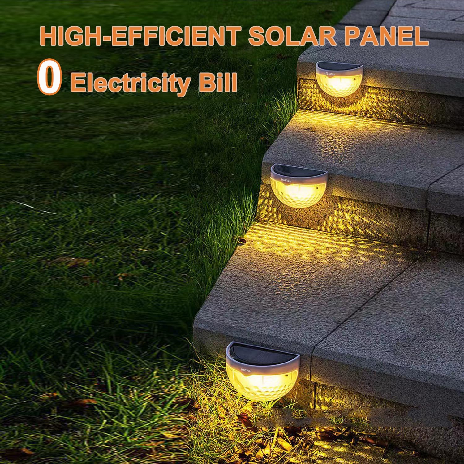 H66WH 8 Pack Solar Fence Lights, Wireless Solar Lights Outdoor Garden - Image 2