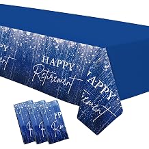 Blue Retirement Party Tablecloth Decorations - Disposable Happy Retirement Party Supplies for Men Women Tablecover, Retirement Table Decorations Table Cloth - 3 Pack 54in x 108in