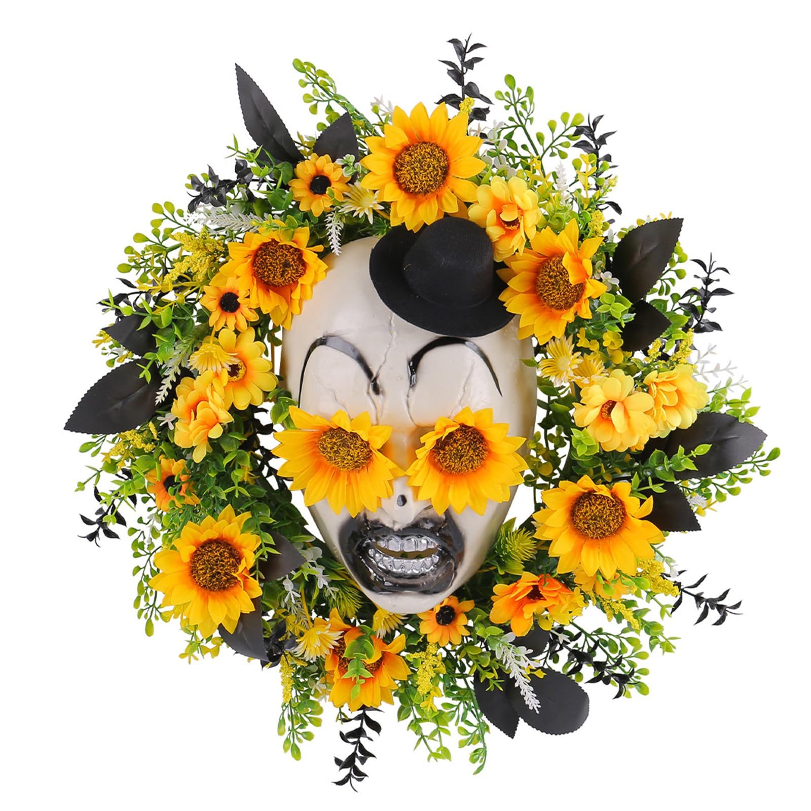 Kalttoy Halloween Skull Wreath for Front Door Garden Yard, Artificial Wreath for Halloween Party Indoor and Outdoor Decorations Artificial for Front Door for Decorations