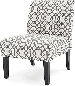 Christopher Knight Home Kassi Fabric Accent Chair, Grey Geometric Patterned