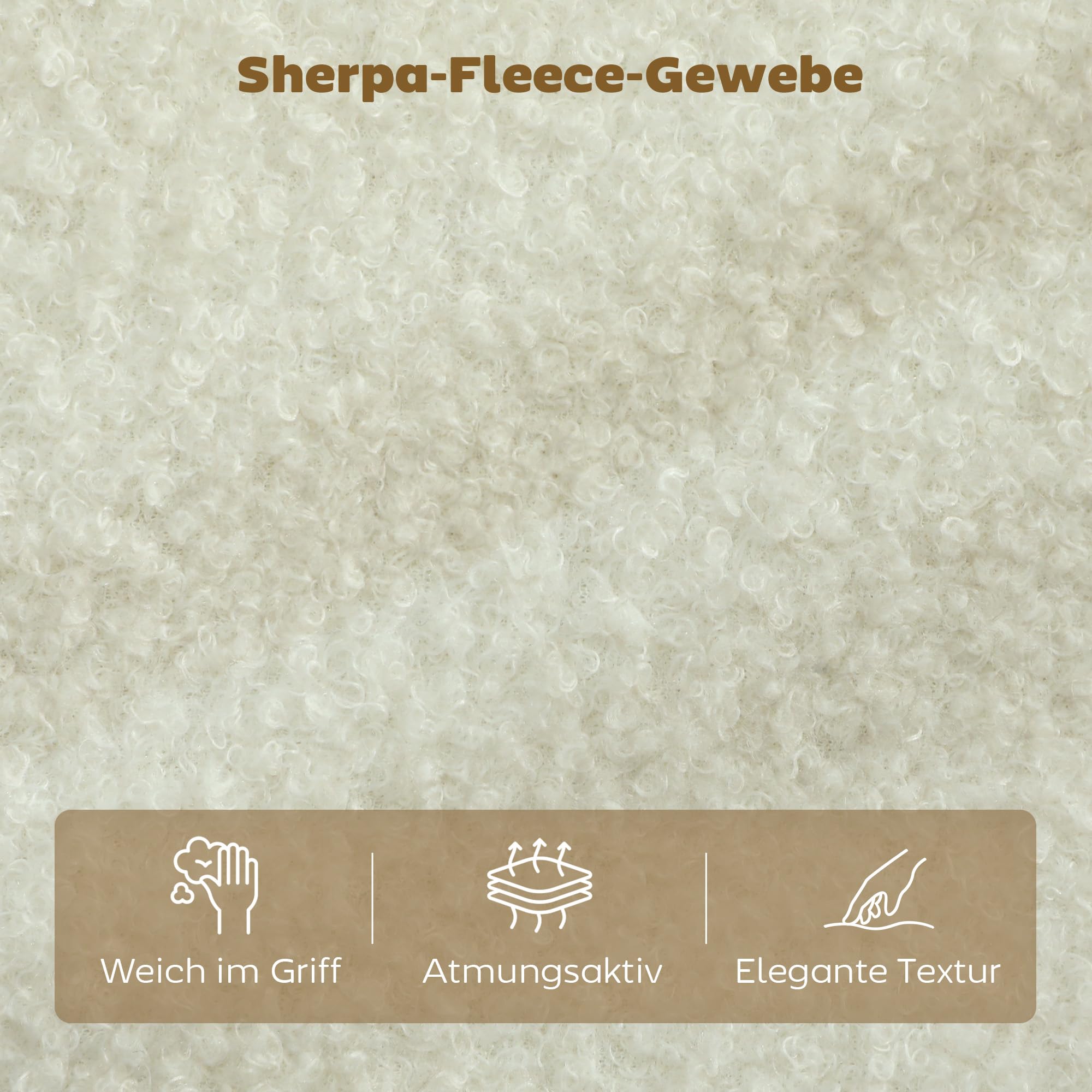 HOMCOM Sofa 2 Sitzer mit Sherpa-Fleece-Optik 137 cm Cremeweiß | Kleine Couch, Dick Gepolstert, Modernes Polstersofa, Doppelsofa, Wohnzimmer, Schlafzimmer