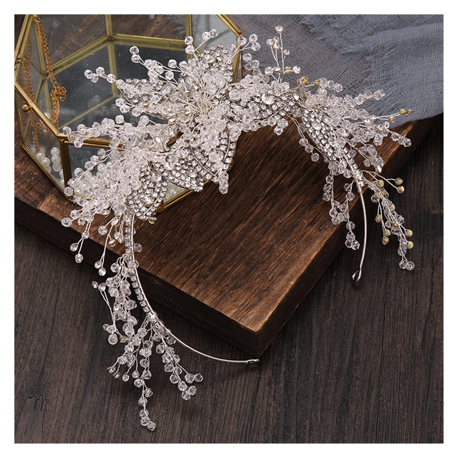 Couleur argenté de Luxe Mariage des Cheveux Accessoires de Cheveux de mariée à la Main (Metal Color : Silver)