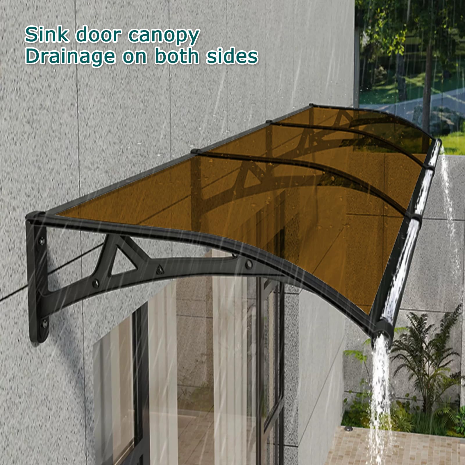 Toldo de protección UV para puertas y terrazas, 80 x 470 cm, techo de policarbonato impermeable, protección contra la lluvia y el sol para restaurantes, patios al aire libre, entradas y balcones