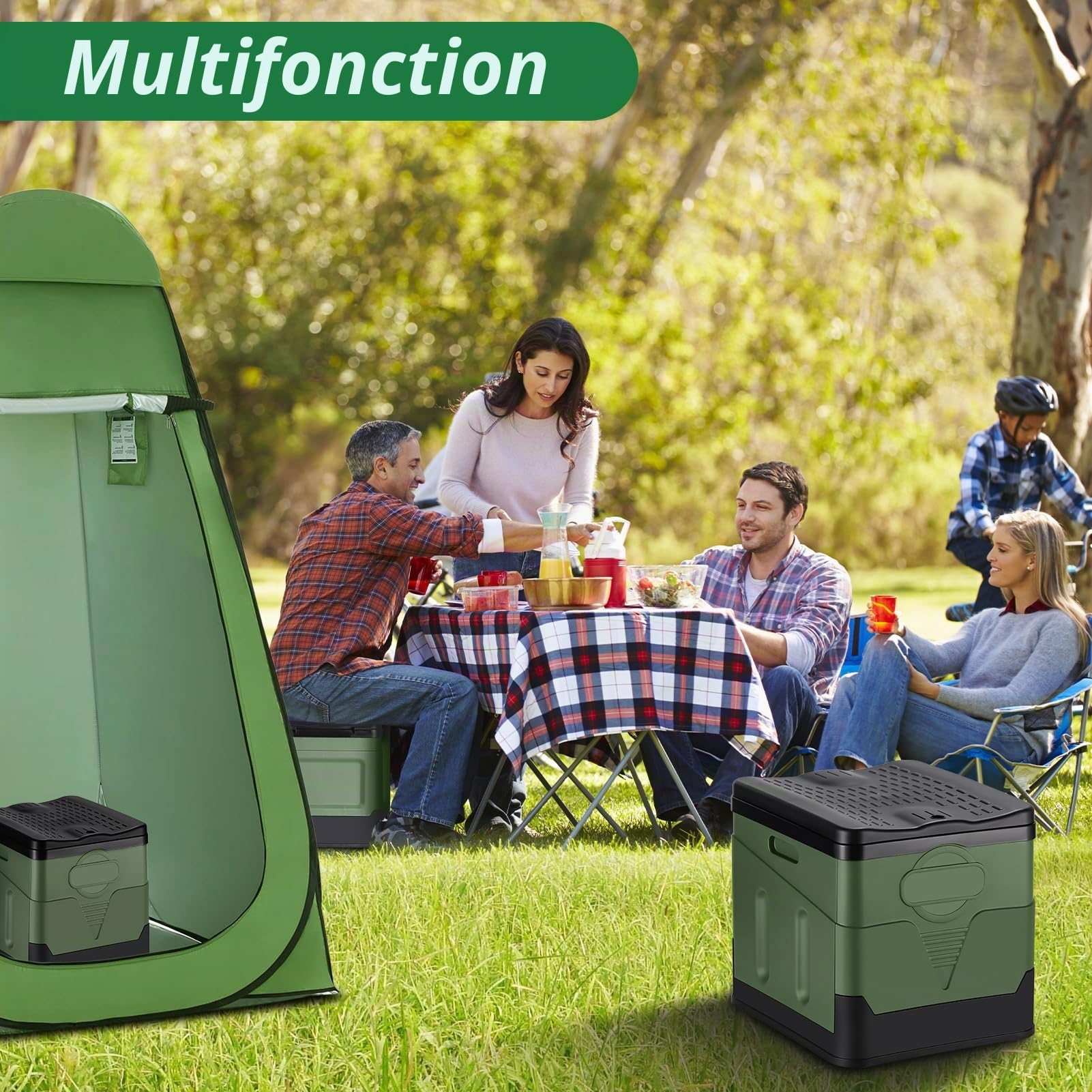 Toilettes portatives de Camping,Toilettes portatives Pliantes avec Le Couvercle, pour Adultes Toilettes extérieures de Seau de Camping Plage randonnée Nautique Voyage Toilettes
