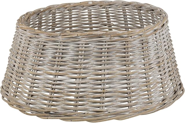 URBNLIVING Large Christmas Tree Wicker Skirts Natural Bamboo (Snowy White)