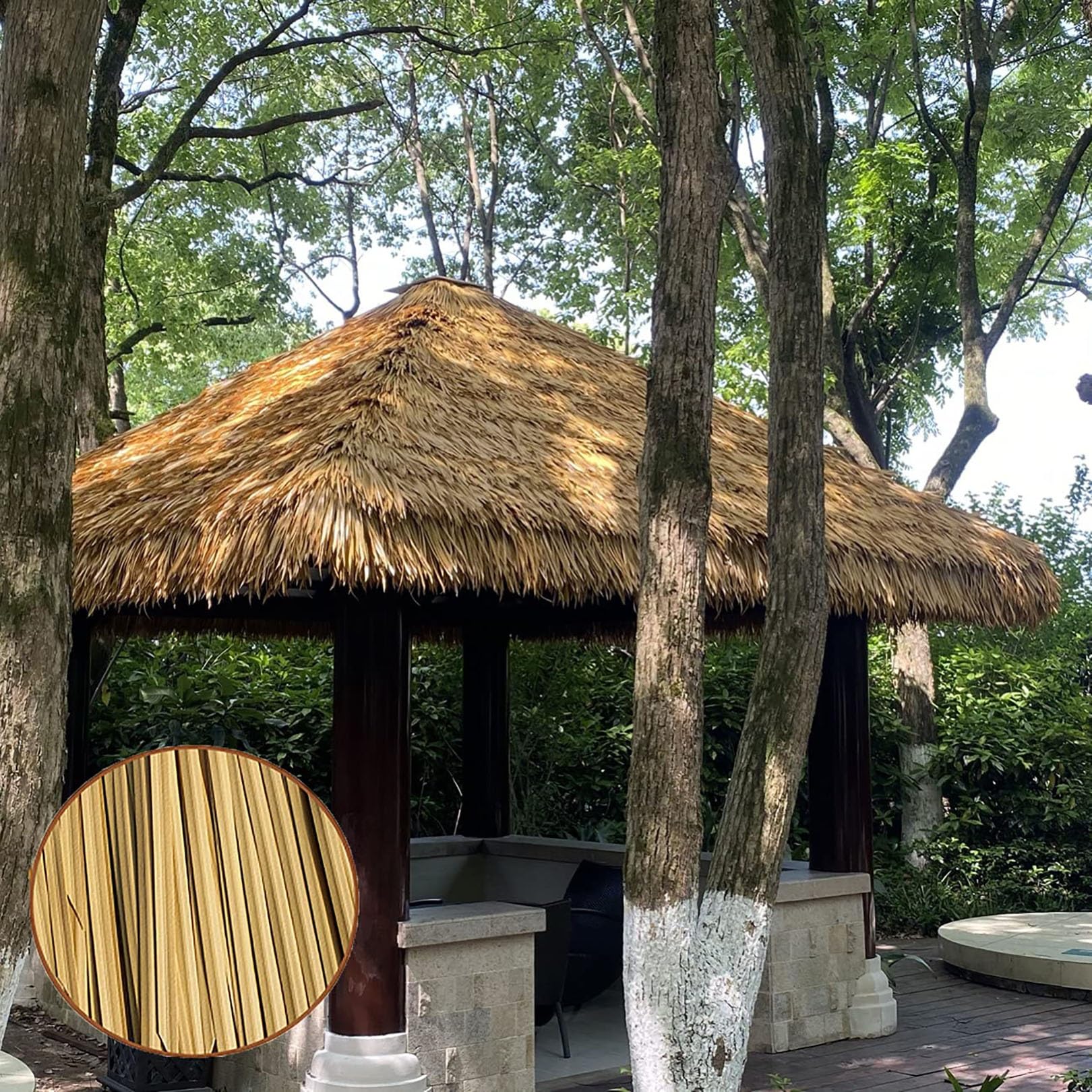 Sztuczne rolki strzechy – wodoodporny materiał dekoracyjny do ogrodu, na patio, parasol, ogrodzenie i dekorację imprezową
