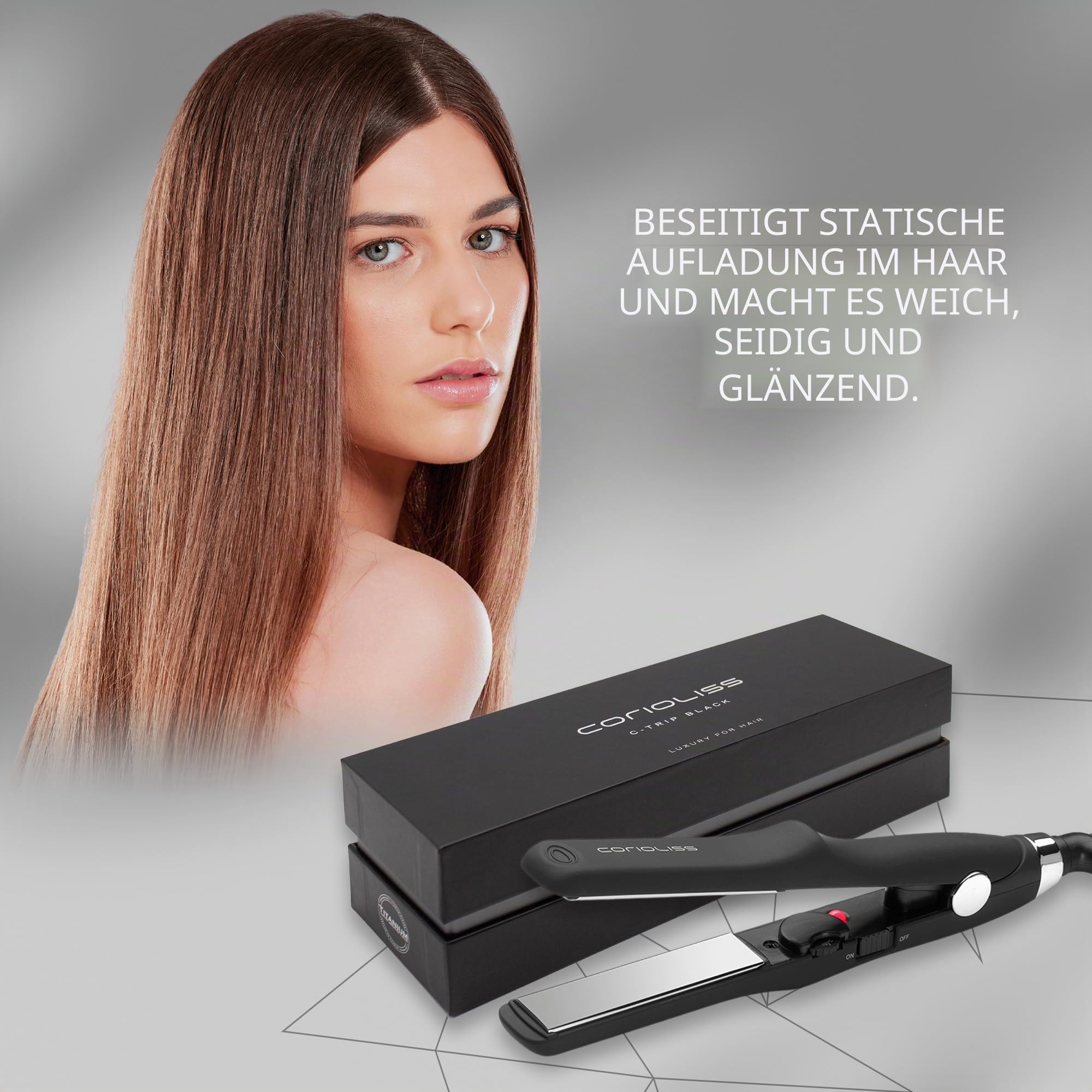 CORIOLISS C-TRIP | Haarglätter für Frauen | Titanium Glätteisen für feines Haar | Professionelles Glätteisen mit Temperaturkontrolle | Mini-Platten (Black)