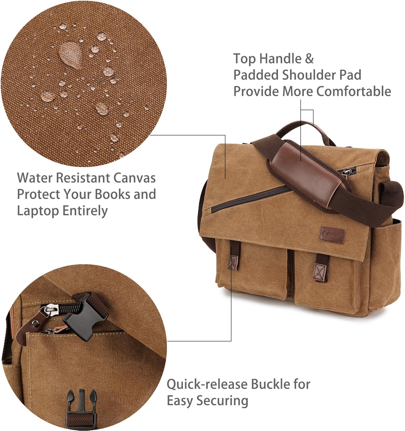 Flash Deals - 70% OFF Canvas Messenger Bag,17 Inch Mens Satchel Water Resistant Laptop Briefcase Canvas Vintage Shoulder Crossbody Bag for Men by RAVUO One-Day Sale: Up to 40% Off Canvas Messenger Bag,17 Inch Mens Satchel Water Resistant Laptop Briefcase Canvas Vintage Shoulder Crossbody Bag for Men by RAVUO