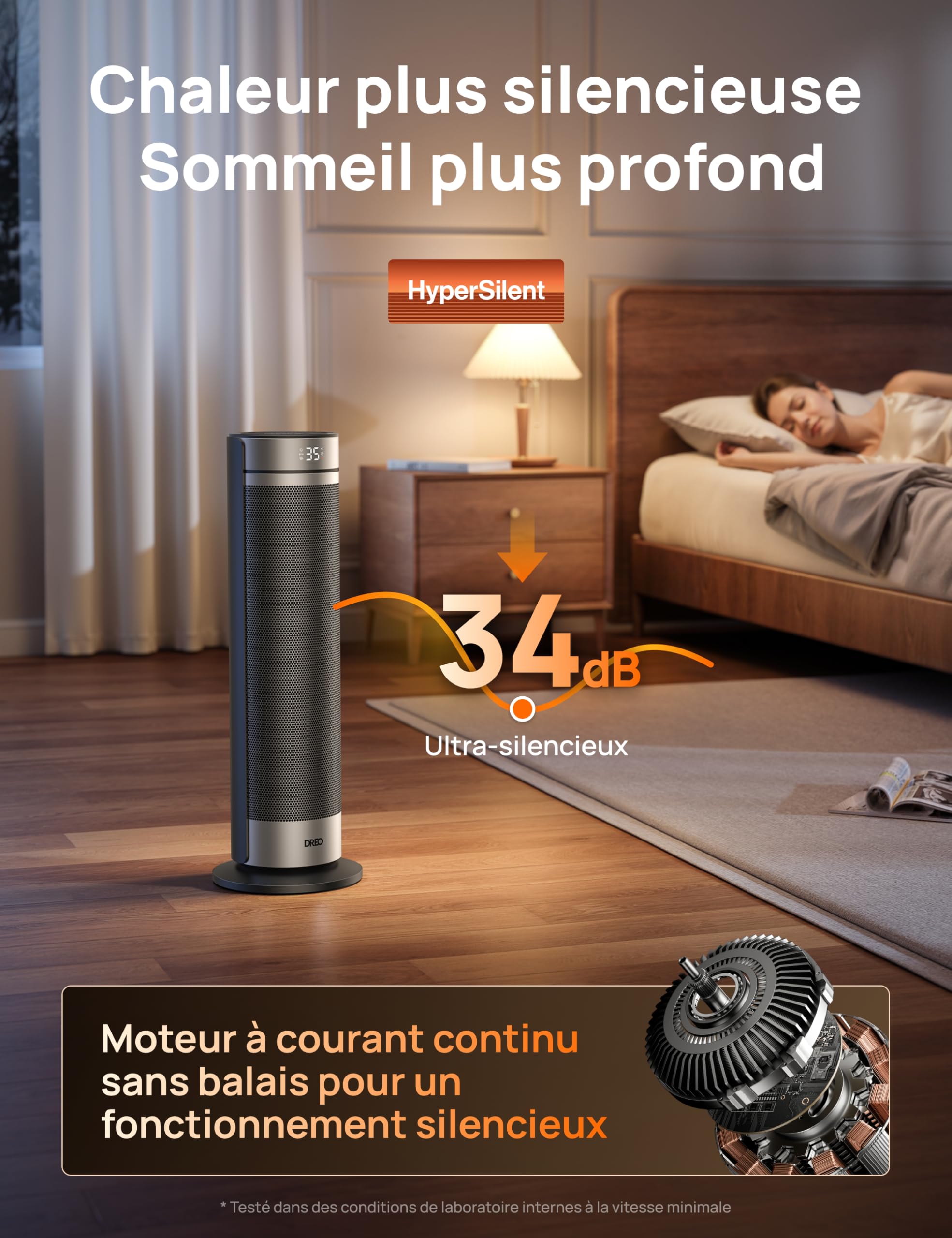 DREO Chauffage Tour 23 Pouces 2000W Silencieux, Radiateur Portable avec Télécommande, Oscillation 70°, Minuterie 12H, 5 Modes, Chauffage Céramique PTC avec Thermostat pour Bureau et Grande Pièce