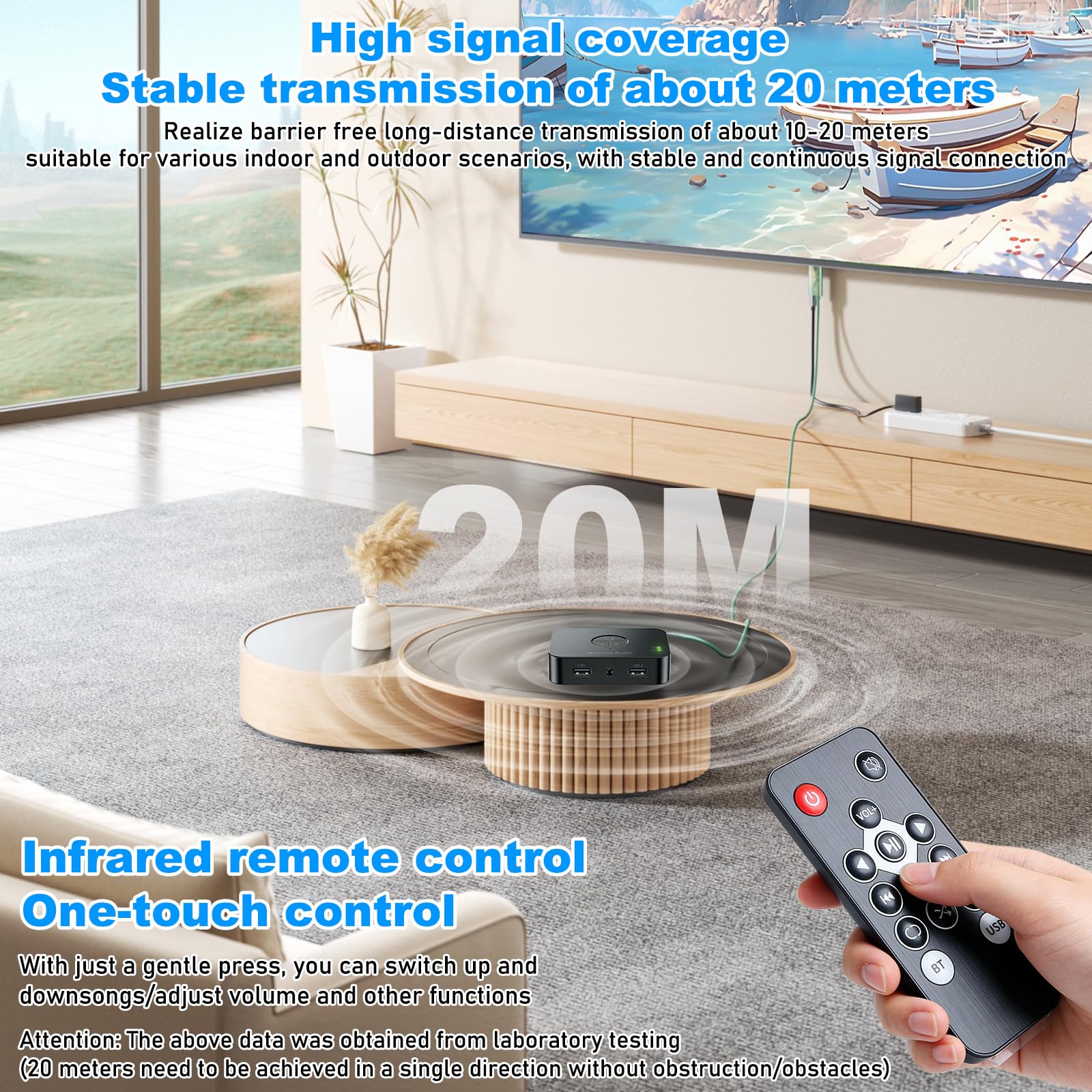 Adattatore Bluetooth impianto stereo: adattatore audio Blue Tooth 6.0, trasmettitore Bluetooth ricevitore con cavo AUX da 3,5 mm, adattatore Aux Blue Tooth con telecomando, trasmettitore audio