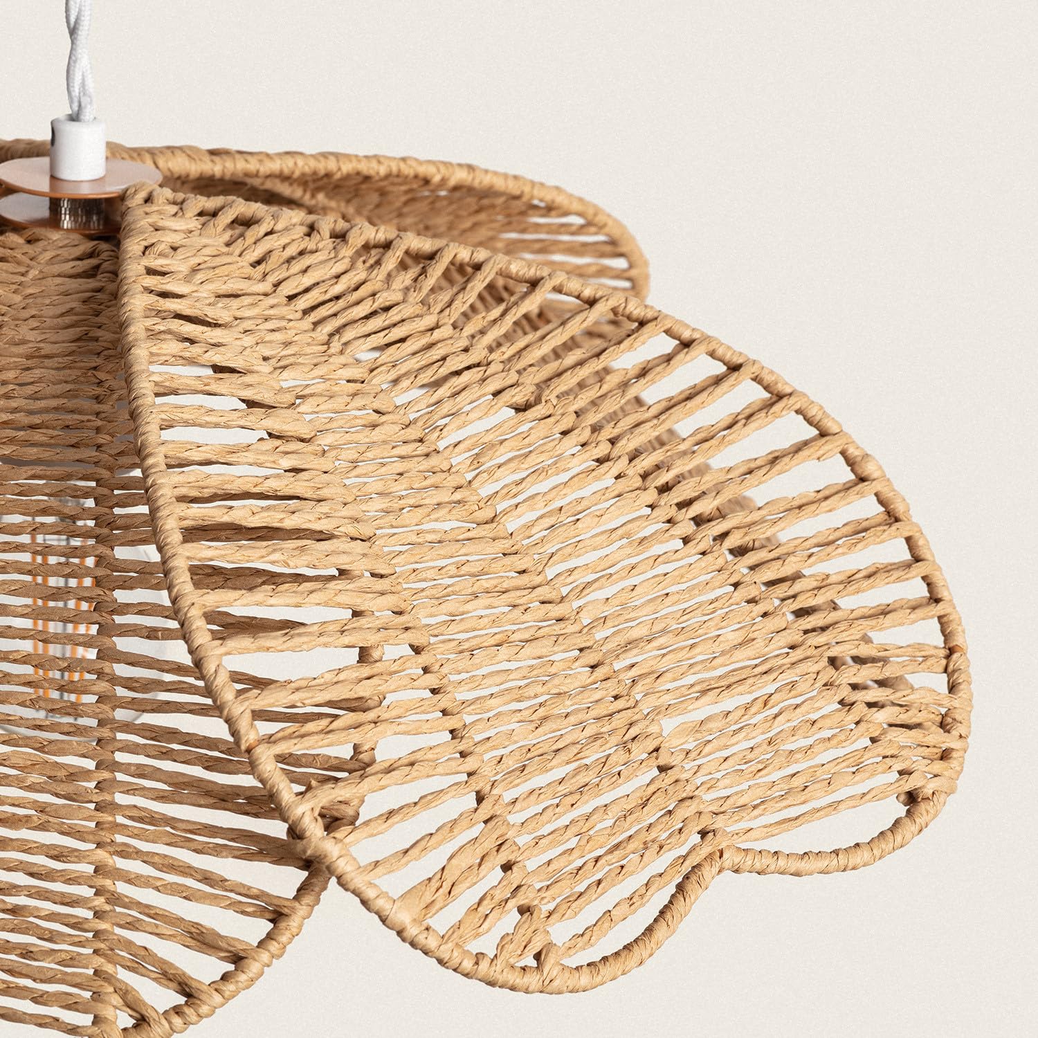 LEDKIA Lámpara Colgante Cuerda Giay Marrón | Diseño Floral Natural | Compatible con Bombilla E27 | Para Salones y Dormitorios | Dimensiones Compactas