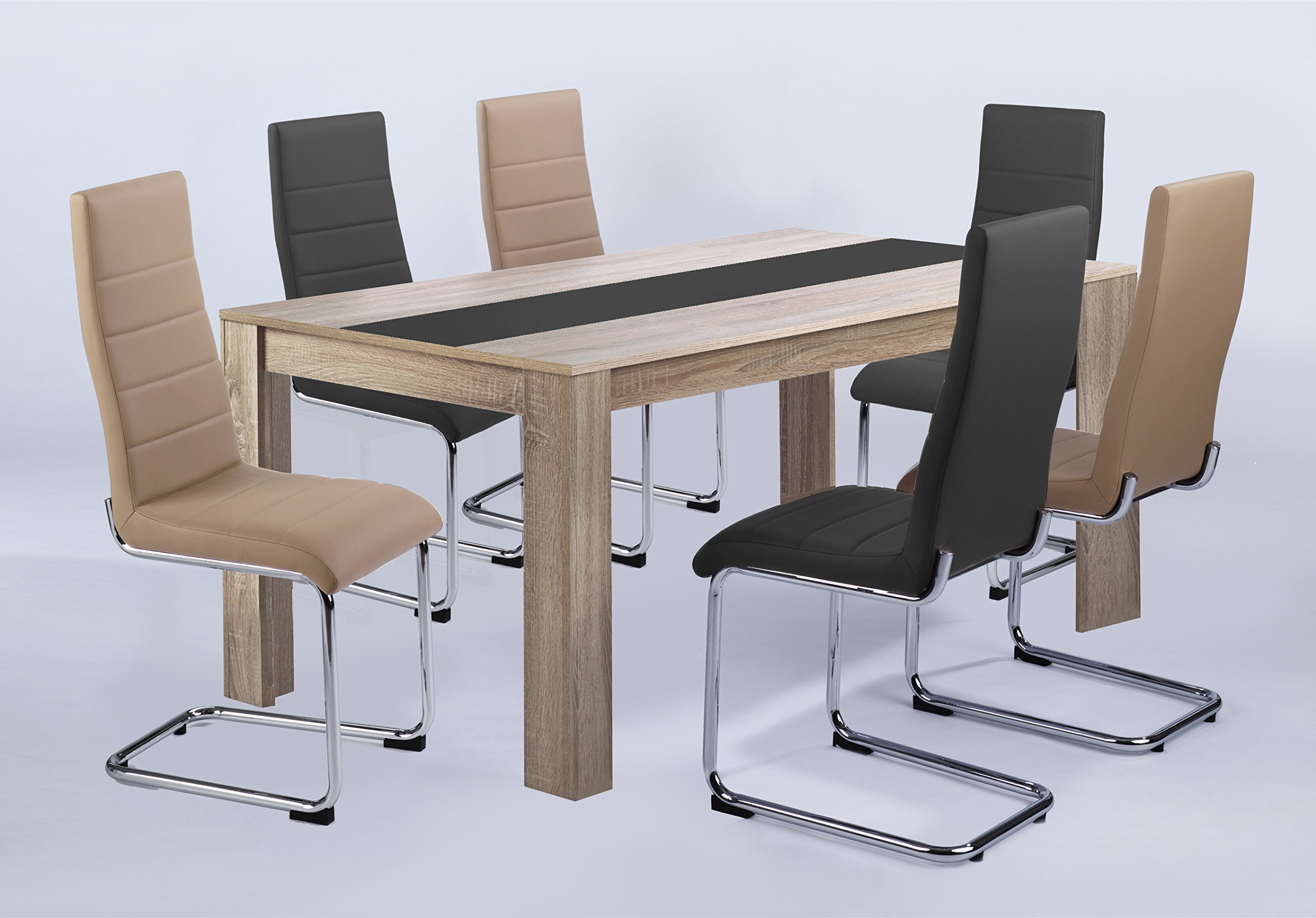 byLIVING Esstisch NORI, Küchentisch in Eiche-Optik, 120 x 80, H 75 cm | Einlegeplatte wendbar in schwarz oder weiß, großer Tisch
